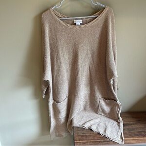 Soft Surroundings Tunic Womens Waffle Knit Pockets Tan One size